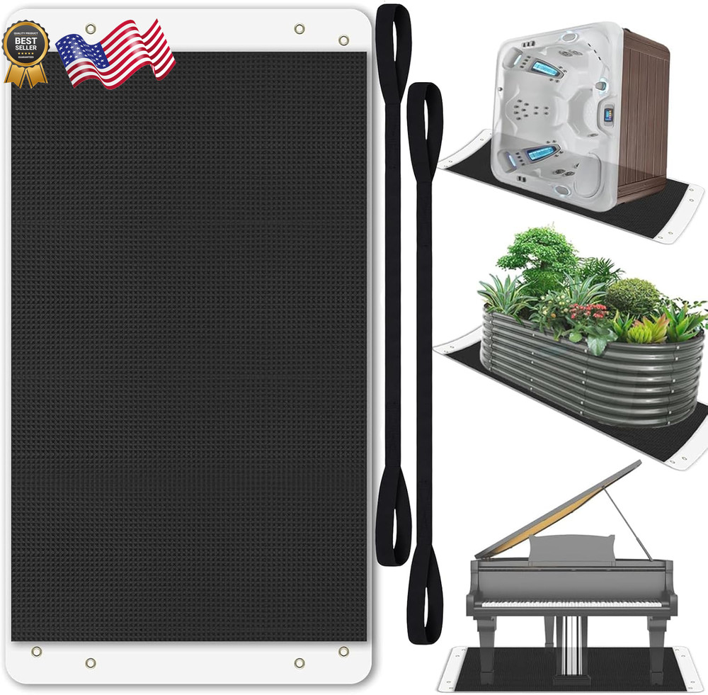 Oversized Spa Sled Mover Hot Tub Sled with Pull Cables Glide Mat Black-40"x110