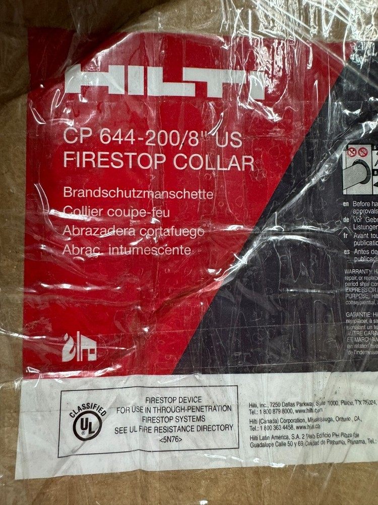 Hilti Fire Stop Protection System CP 644 200/8inch