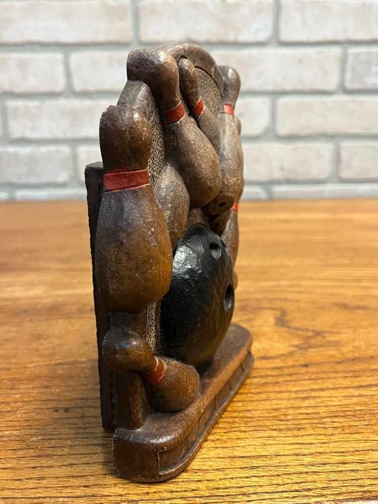 Vintage Bowling Themed Match Box Holder Matches w/ Striker