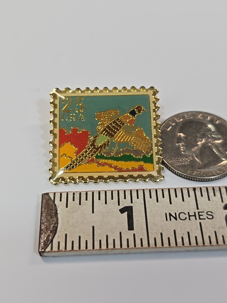 USPS Stamp Lapel Pin Pheasant Bird 25 Cents