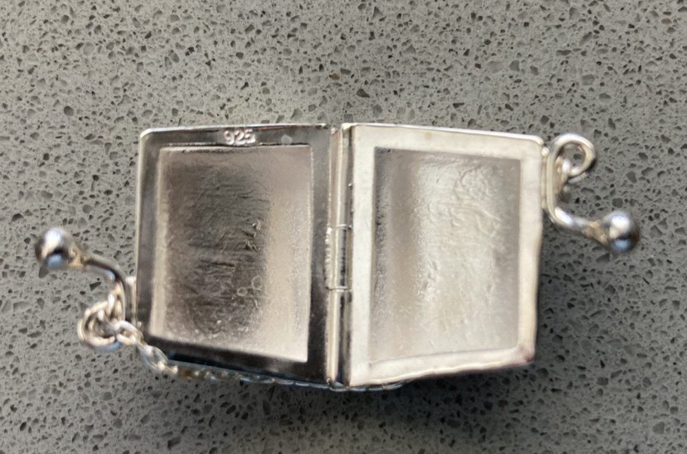 Tiny sterling silver etched purse pill box