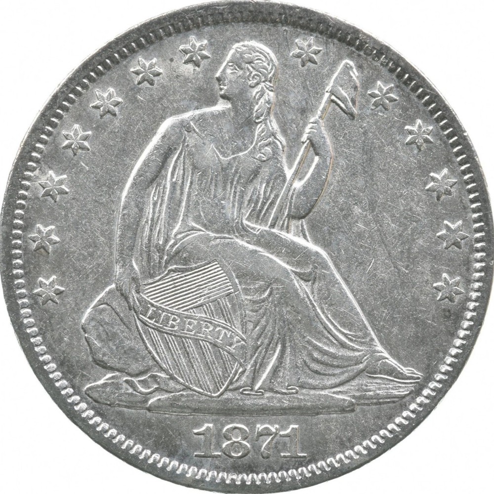 1871 S Seated Liberty Half Dollar
