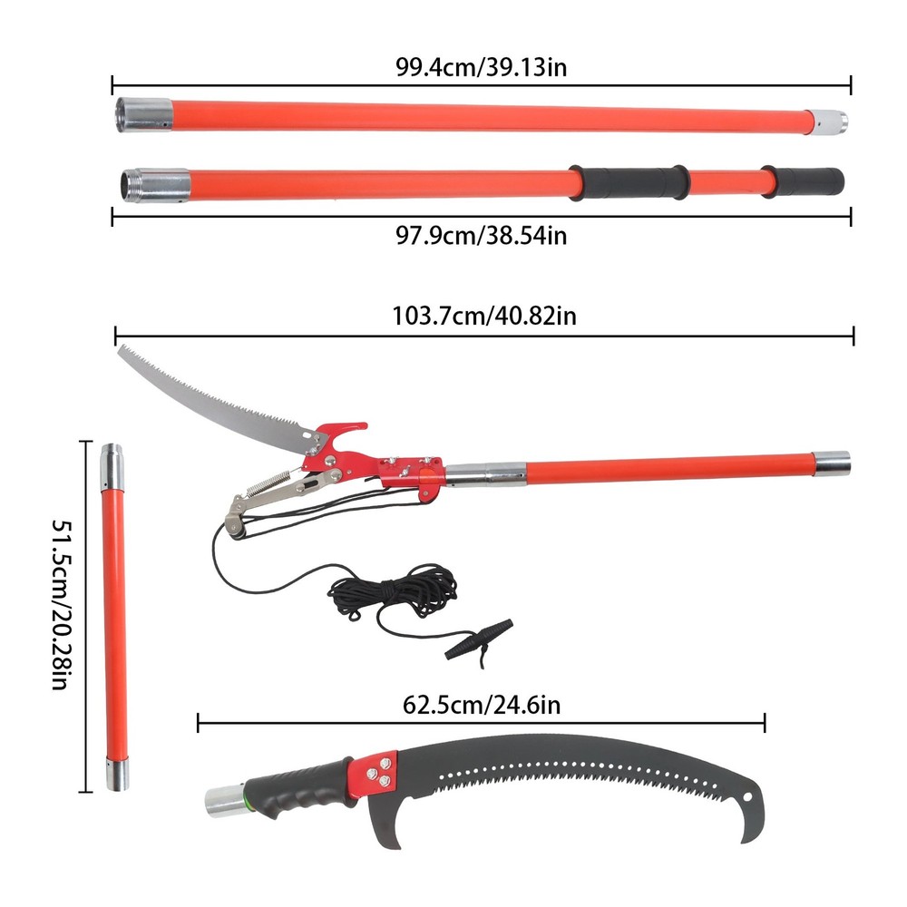 1 × 30ft Pruner Saw Combination Extendable Tree Trimmers Section 9 Orange New