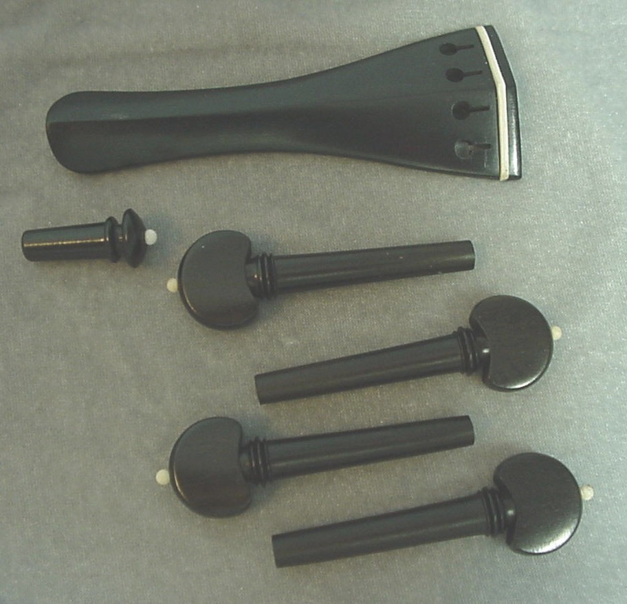 BLACK EBONY WITH WHITE PIP VIOLIN PEG SET for 4/4 size