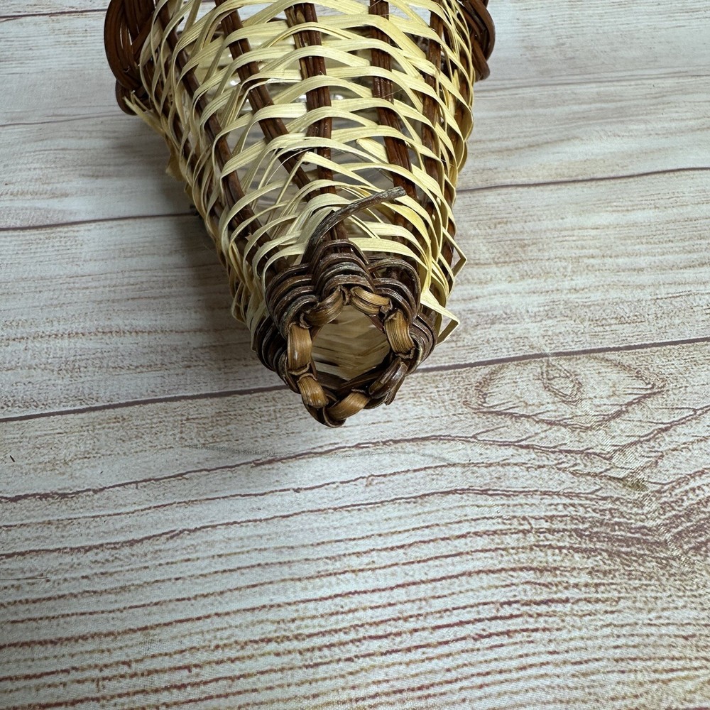 Cornucopia Horn of Plenty Rustic Woven Lined Wicker Basket Fall Thanksgiving