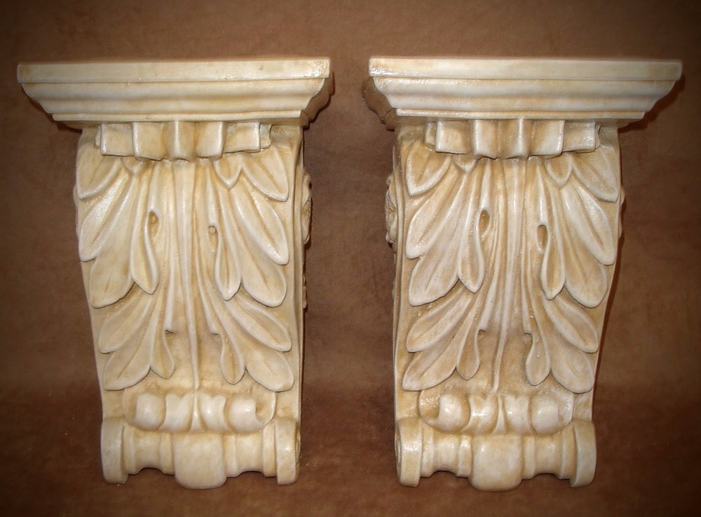 Vintage Classical Leaf Shelf Acanthus leaf Wall Corbel Sconce Bracket Pair