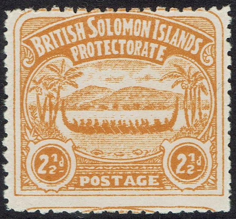 BRITISH SOLOMON ISLANDS 1907 LARGE CANOE 2½D