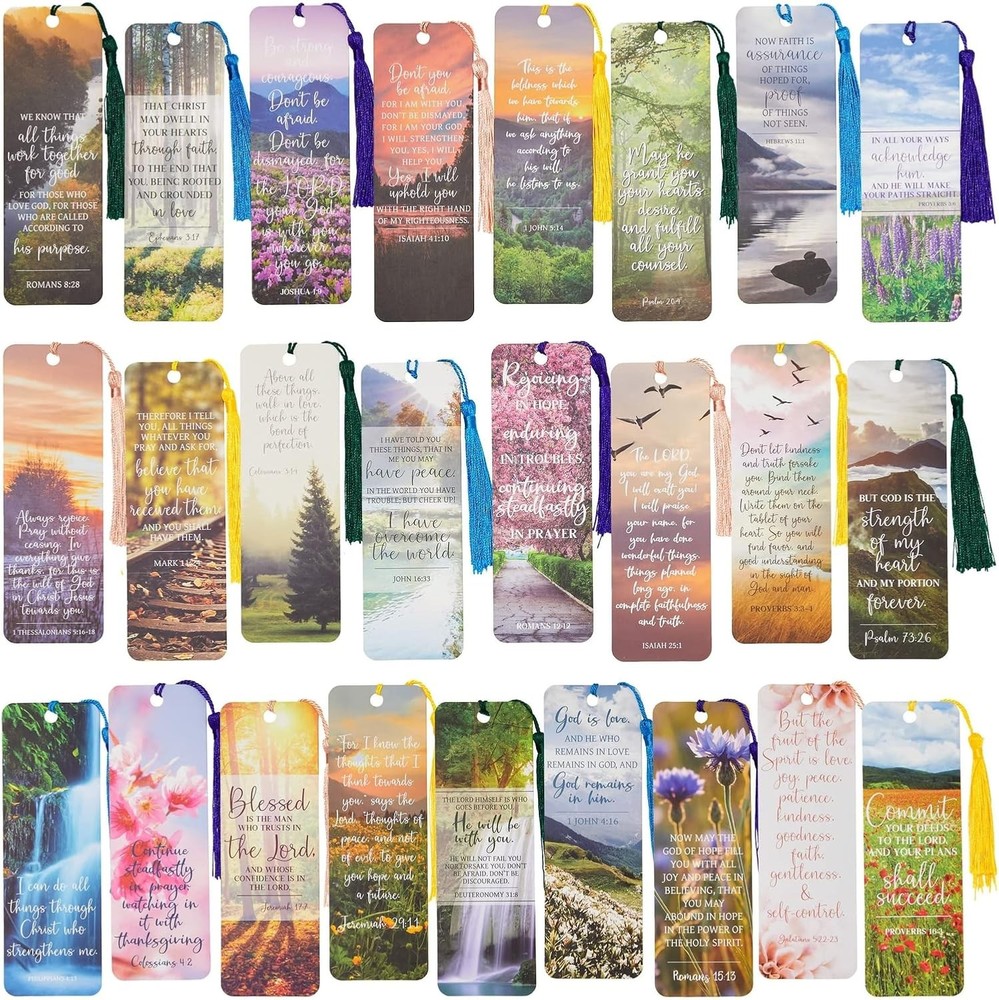 100 Pack Christian Bookmarks with Religious Scriptures, Bible Verse Book Mark