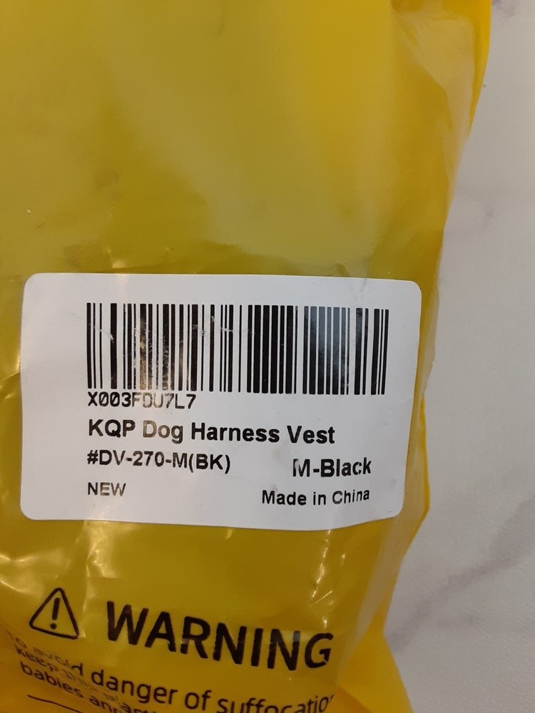 KQP Dog Harness Black Size Medium NWT