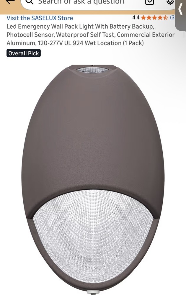 Led Emergency Light With Battery Backup Photocell Sensor, Waterproof