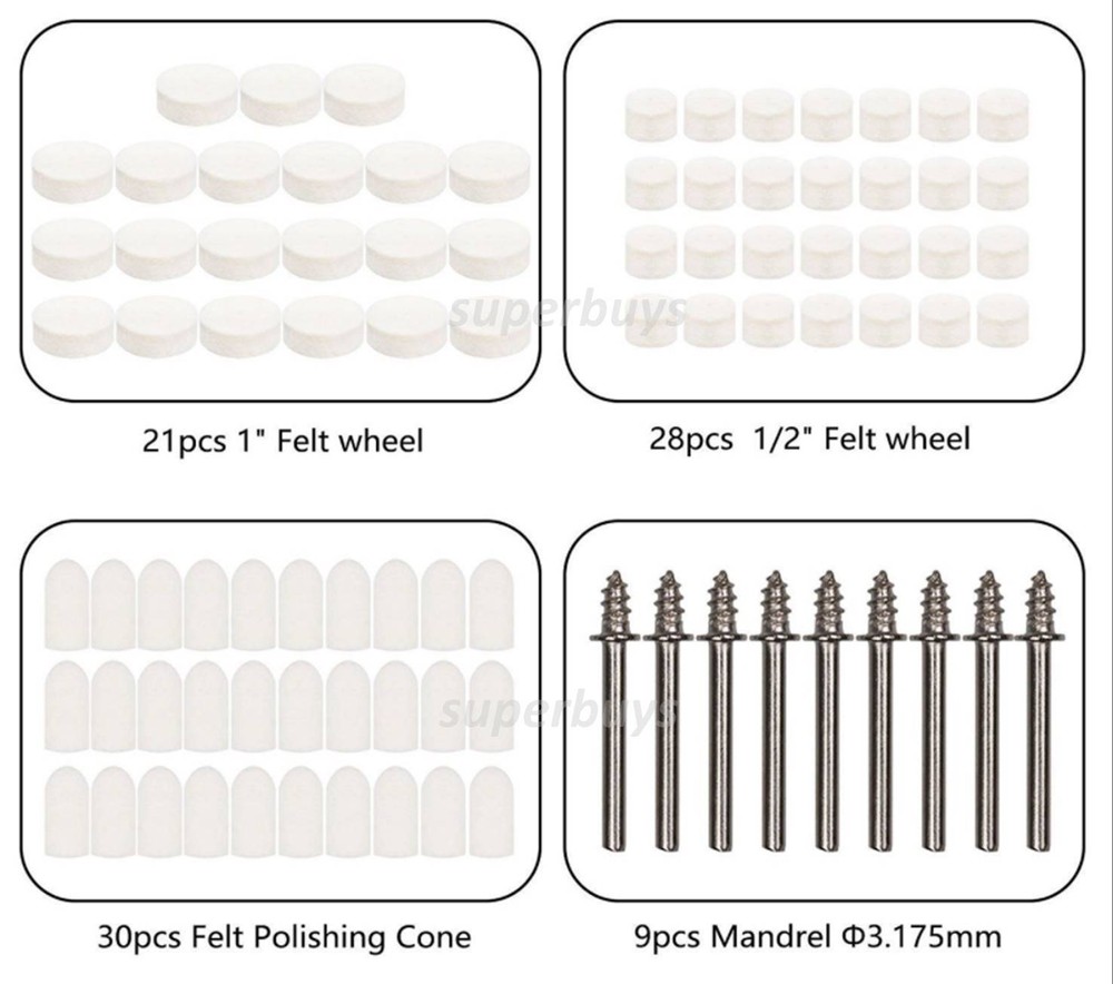 88pc Wool Wheel Felt Polishing Buff Buffing Buffer Set For Rotary Drill Bit Tool