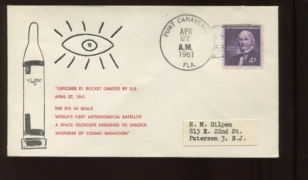 APRIL 27 1961 EXPLORER XI ROCKET LAUNCH COVER (LV 935)