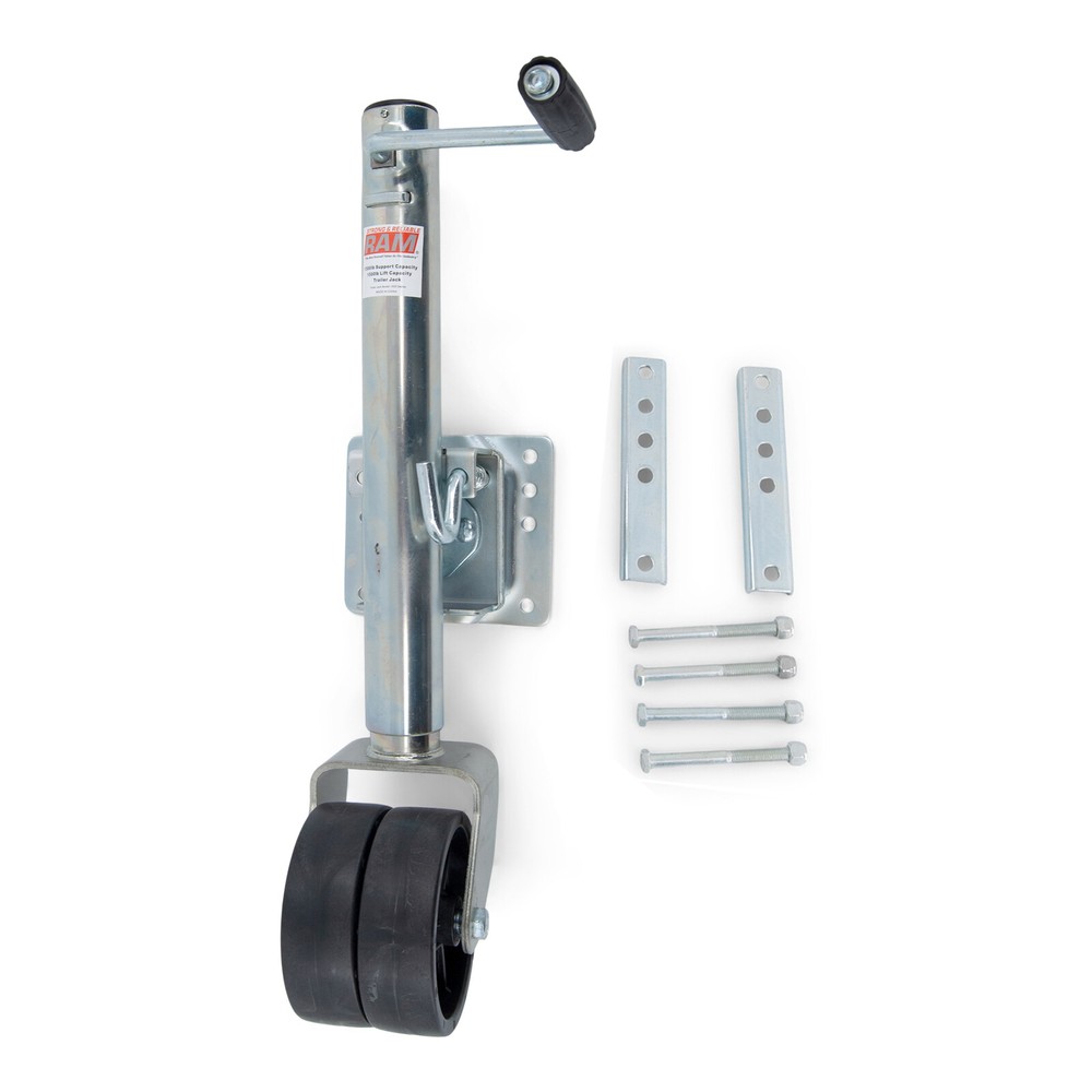 Zinc Plated Boat Trailer Ram Dual Wheel Tongue Jack Swivel Mount 1500lb