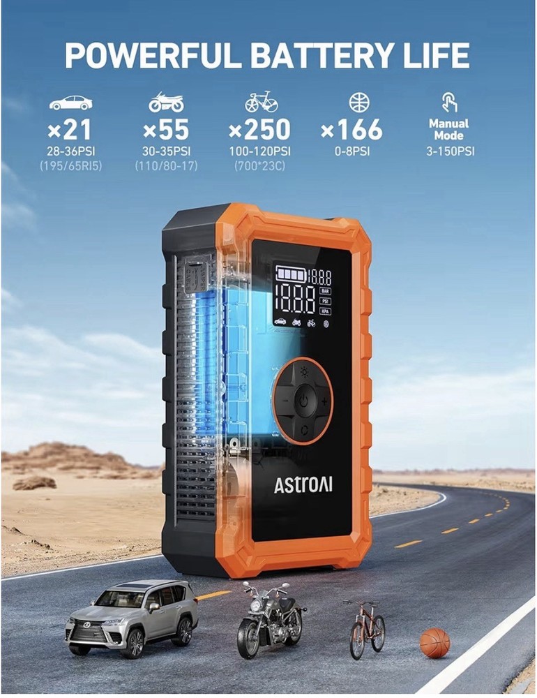 Astroai Jump starter with Air Compressor Model S8 Air