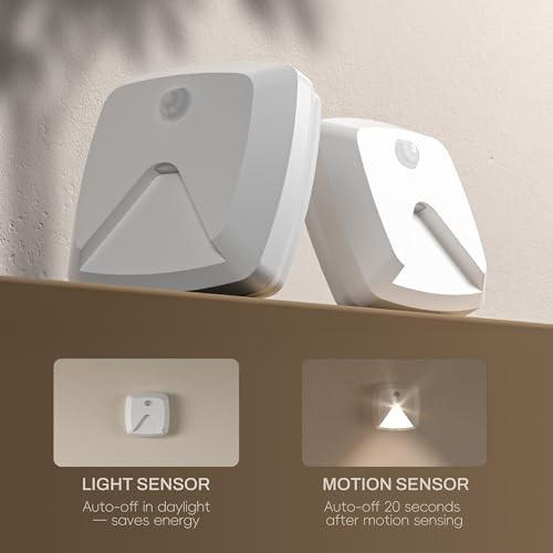 -Pack Stick-on Motion Sensor Lights, Warm White LED Night Light, Stick 6 Modern