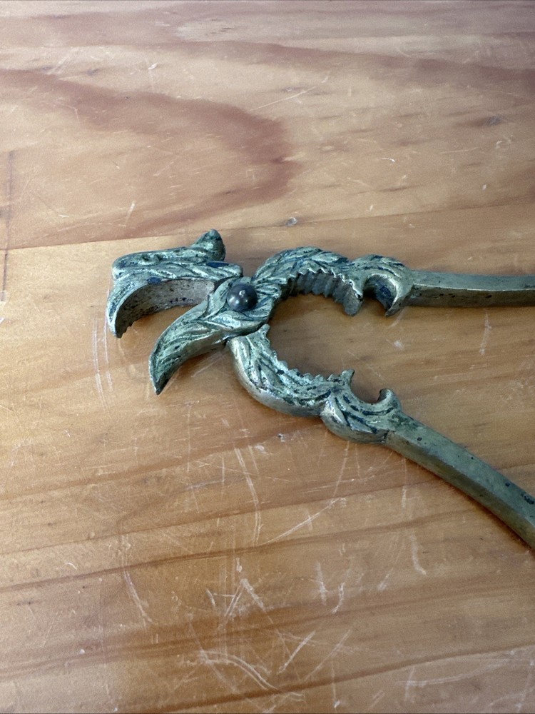 Vintage Antique Solid Brass Eagle Bird Head Nut Cracker
