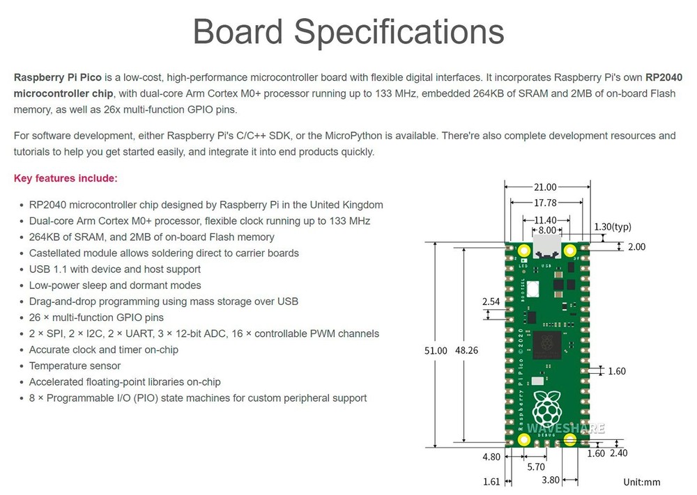 Pre Soldered Header Raspberry Pi Pico Microcontroller Development Board RP2040