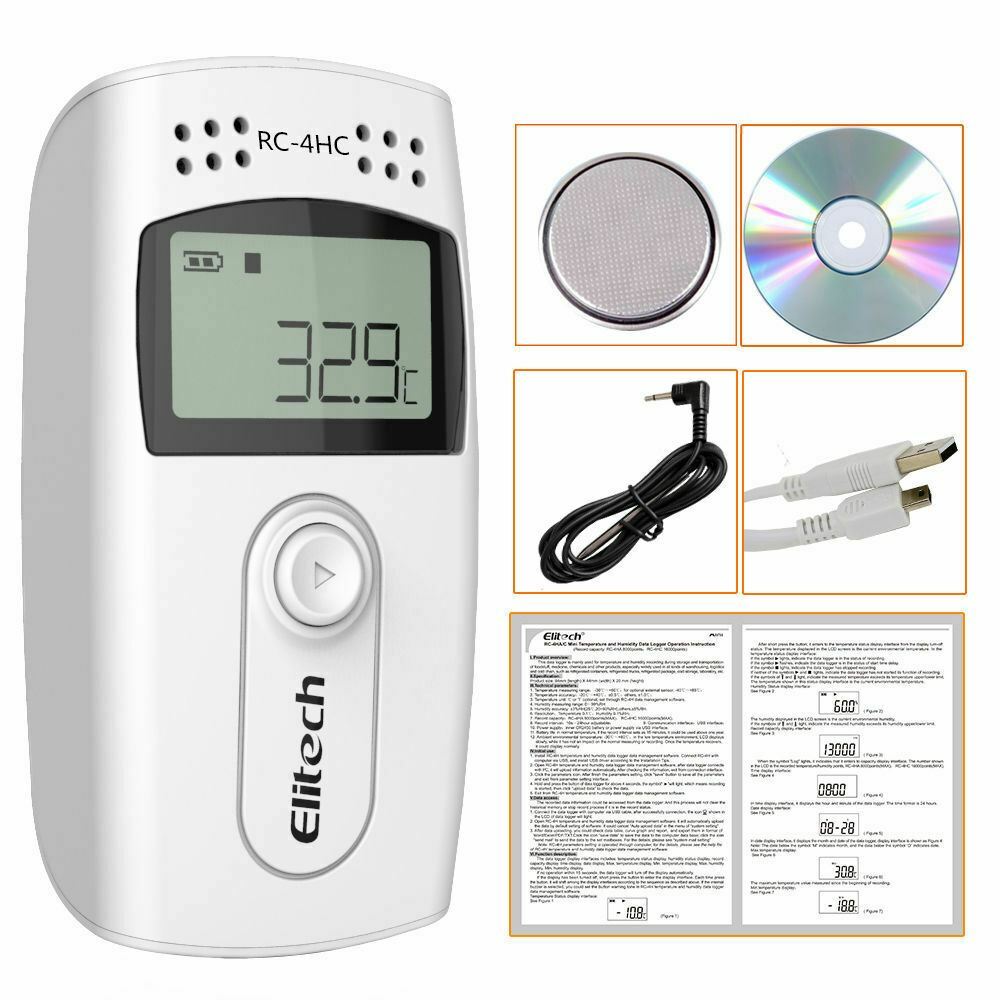 Elitech RC-4HC USB Temperature Humidity Data Logger Temperature Recorder Monitor