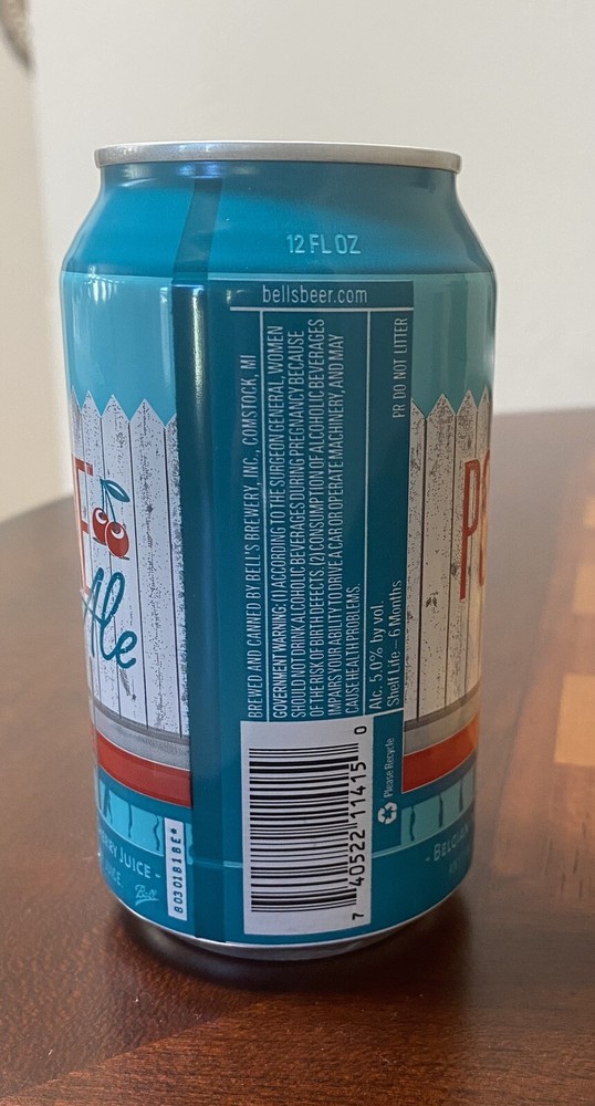 Bell's Pooltime Ale Wheat Ale with Cherry Empty Beer Can Bottom Opened 