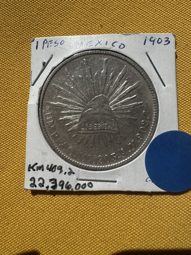 1903  Mexico  1 Silver Peso Cap & Rays , very nice Coin