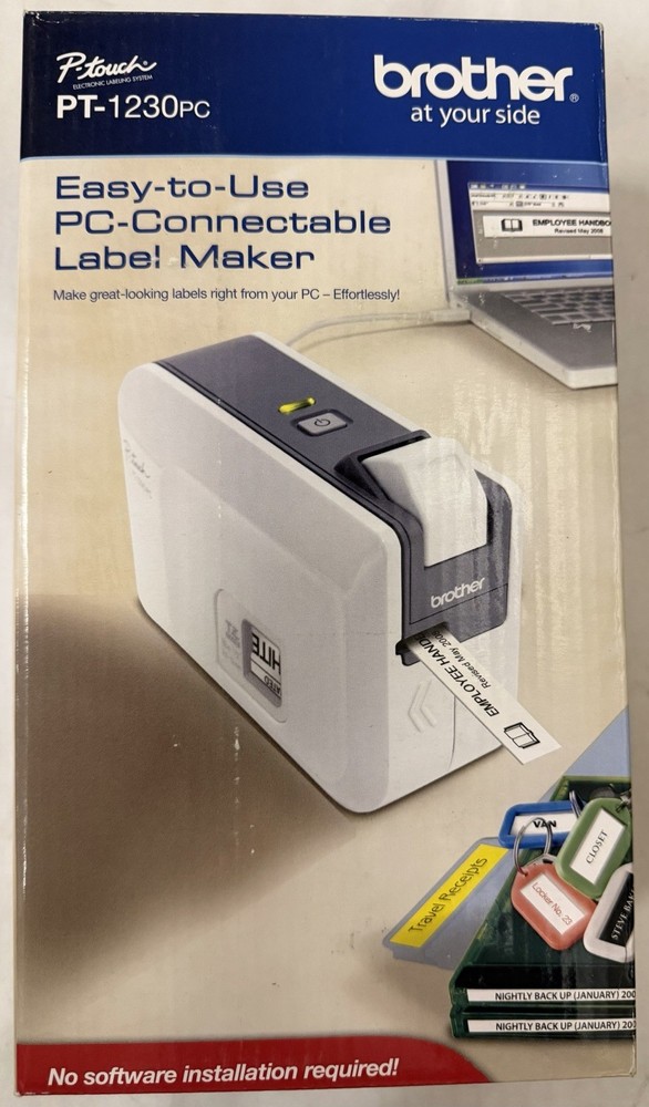 Brother PC Connectable Label Maker Easy-To-Use Model PT-1230PC New