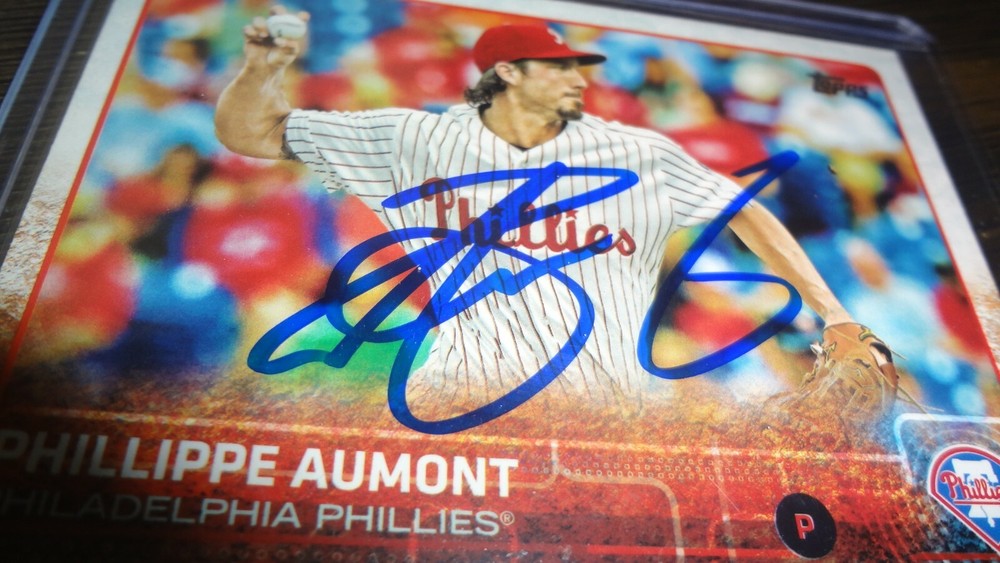 2015 TOPPS PHILLIPPE AUMONT AUTOGRAPHED BASEBALL CARD