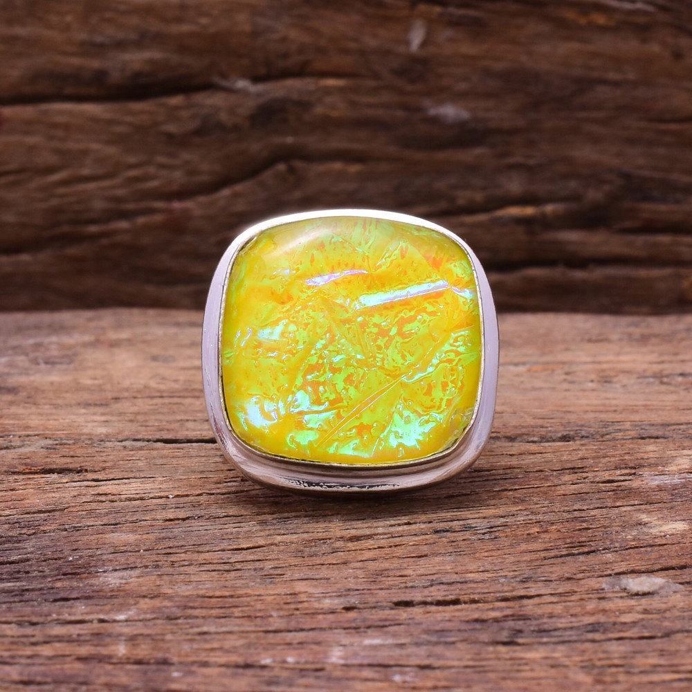 Fantastic Triplet Opal Gemstone 925 Sterling Silver Handmade Ring Size 9"