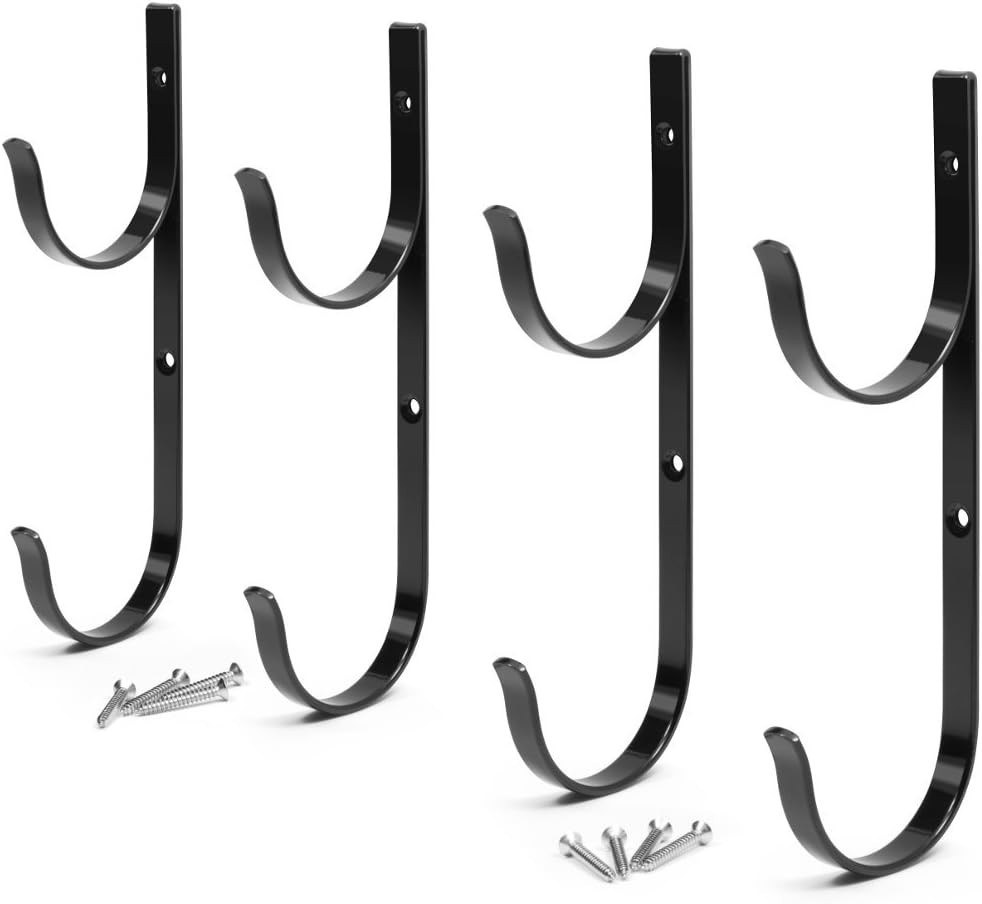 Pool Pole Hanger Set 4pc Black Aluminium for Pool & Garden Tools