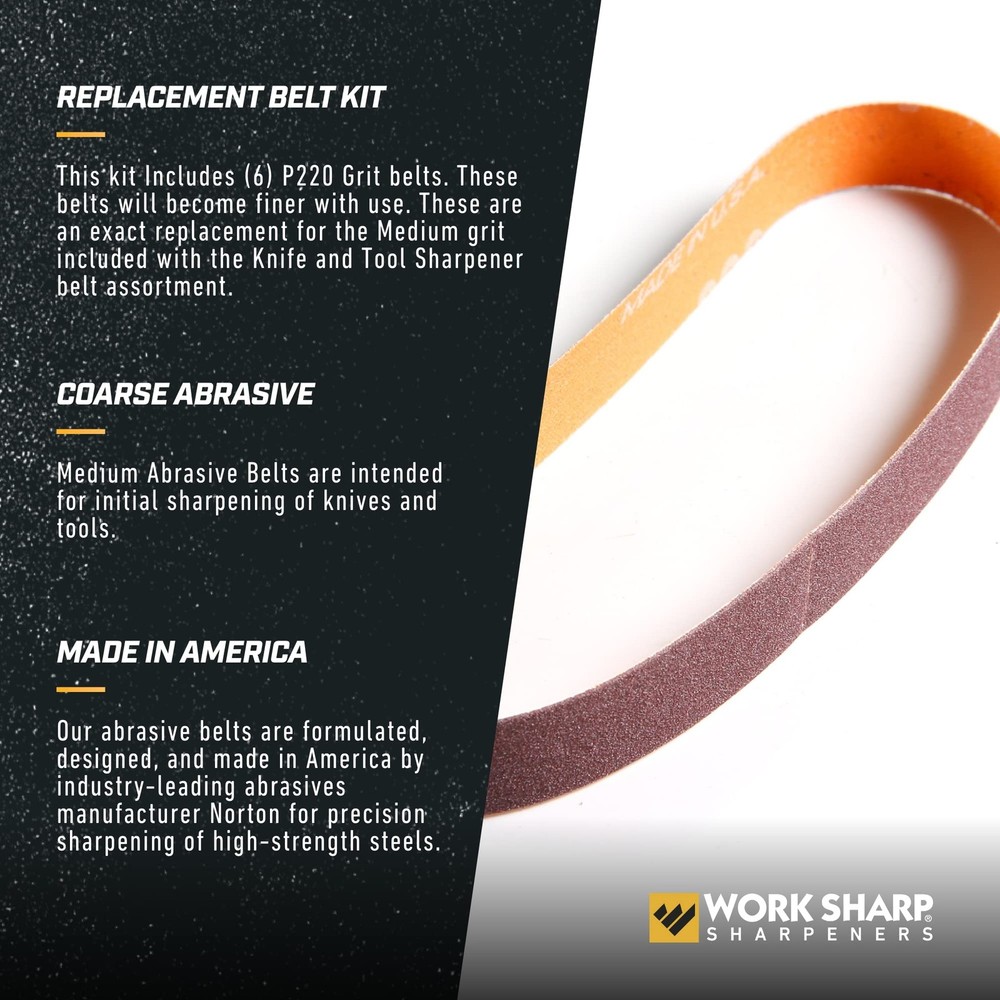 Work Sharp Knife & Tool Sharpener P220 Coarse Grit Replacement Belt Ki