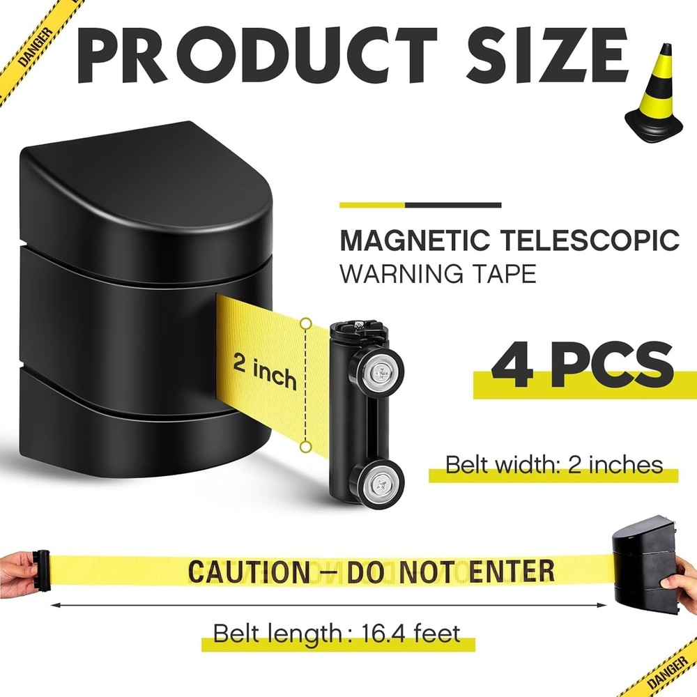 Magnetic Wall Mount Barrier Set, Caution Do Not Enter, 4 Pcs