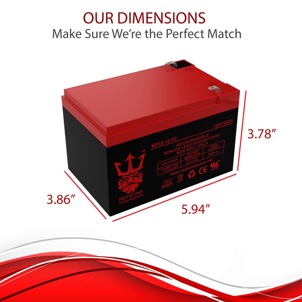 Golden Technologies Buzzaround Models  12V 12Ah Battery by Neptune - 2 pack