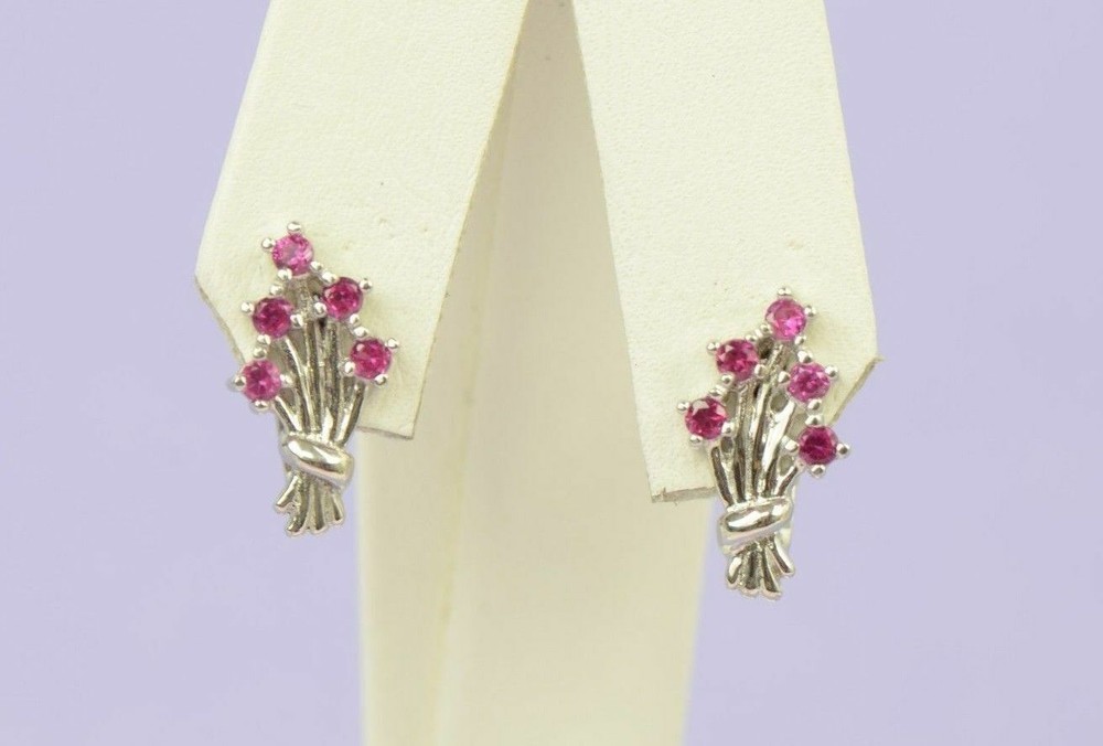 925 Silver Silver Dangling Birthstone Flower Leverback Earrings