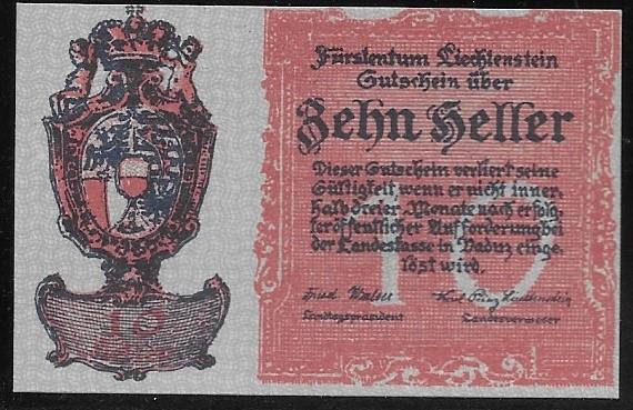 Liechtenstein 10 Heller 1920 Unc