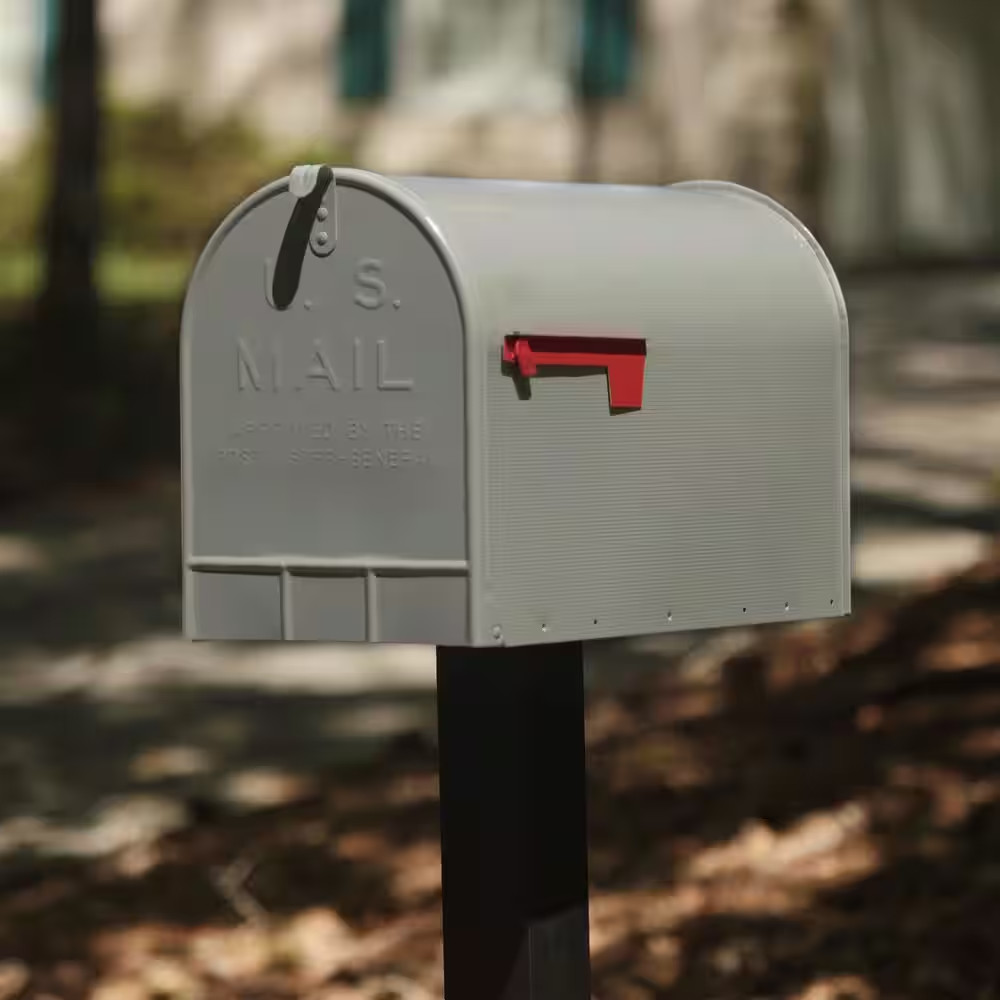 Stanley Gray, Extra Large, Steel, Post Mount Mailbox