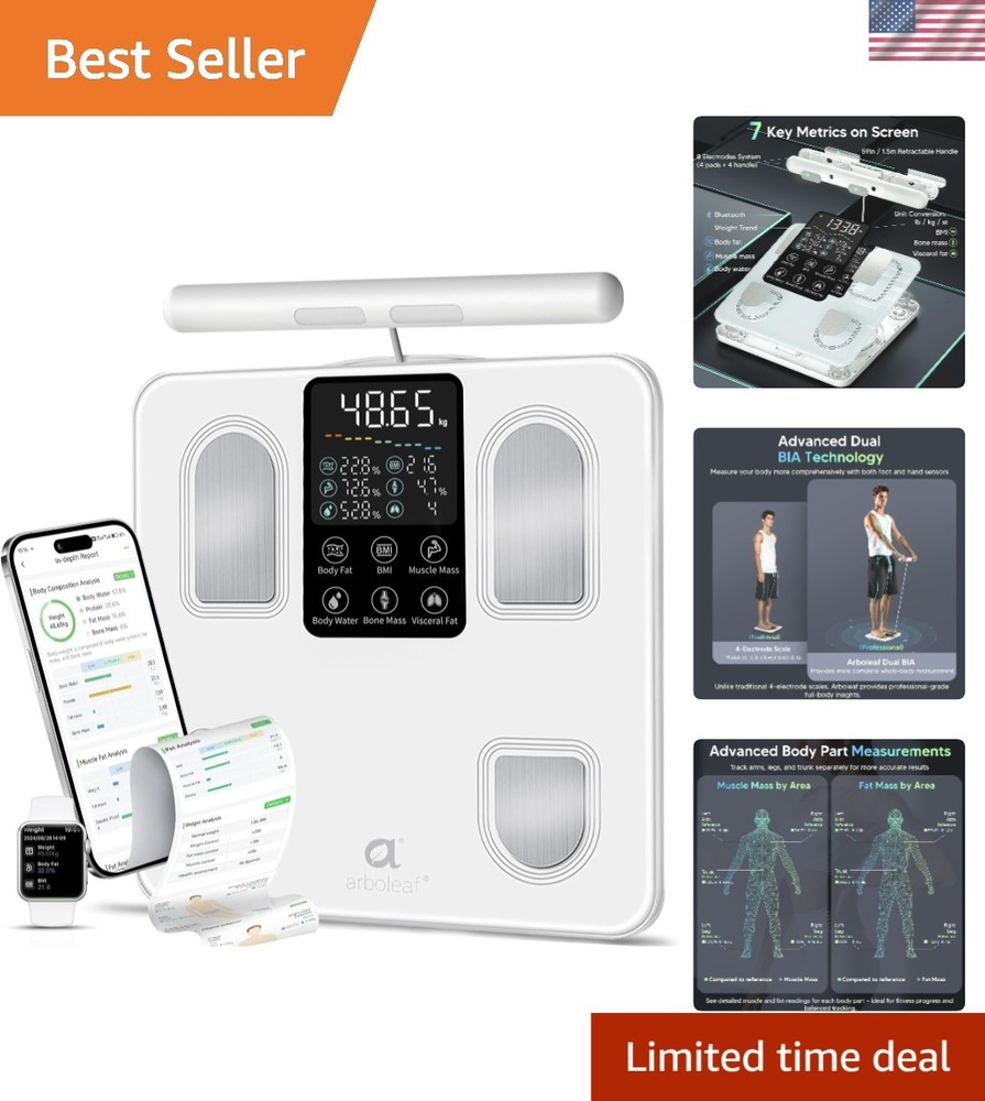 Smart Body Composition Scale - 8-Electrode Analyzer with Bluetooth Sync in White