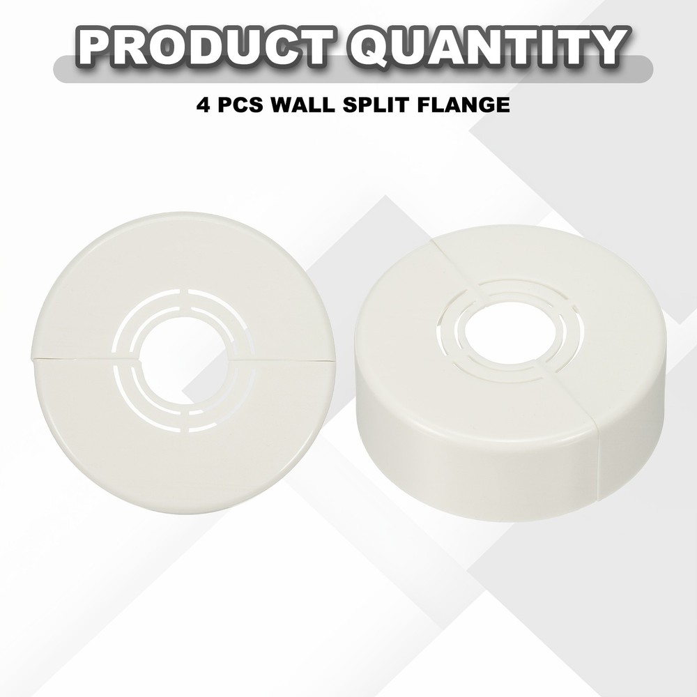 4pcs Wall Split Flange 0.98" Plastic Round Split Flange Pipe Cover, White