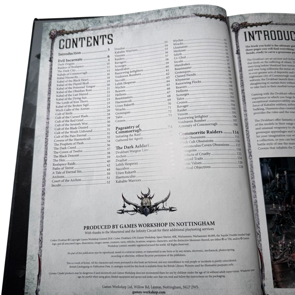 Warhammer 4000 Codex Dark Eldar OOP Hardcover RPG Book