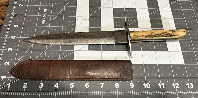 Antique fixed blade knife , old dagger with old sheath marked US "J. Boyd"
