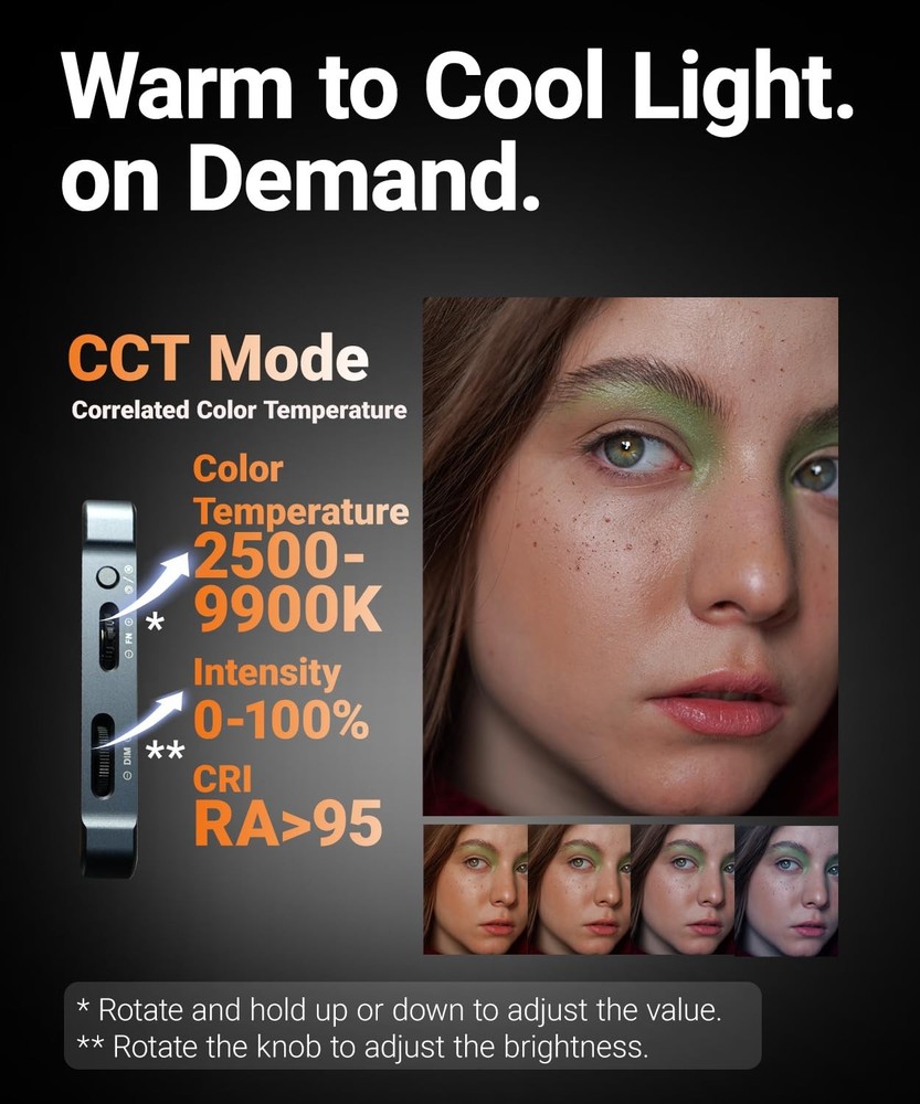 Portable RGB Video Light 10W 4000mAh, LED Video Light Panel with Soft Diffuse...