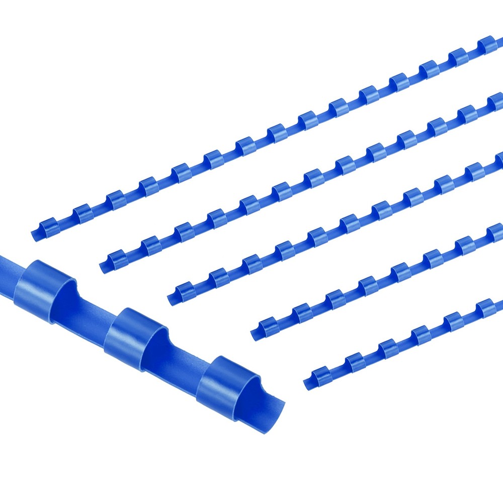 100Pcs 6mm (1/4") Plastic Binding Combs 20 Sheet Capacity 21 Rings, Blue