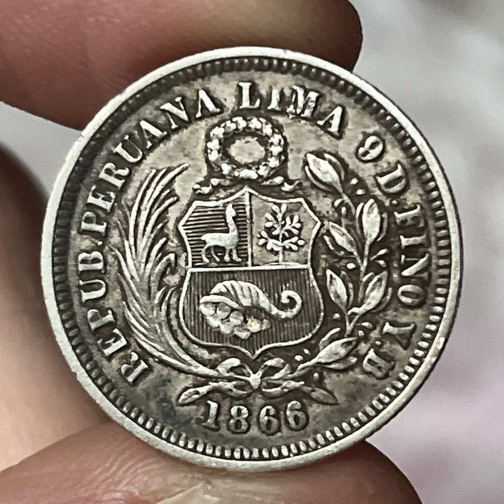 Peru 1/5 Sol 1866. Silver