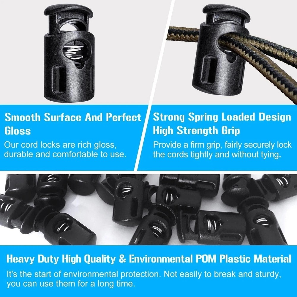 10 Pcs Durable POM Plastic Cord Locks - Secure Spring Toggles for Everyday Use