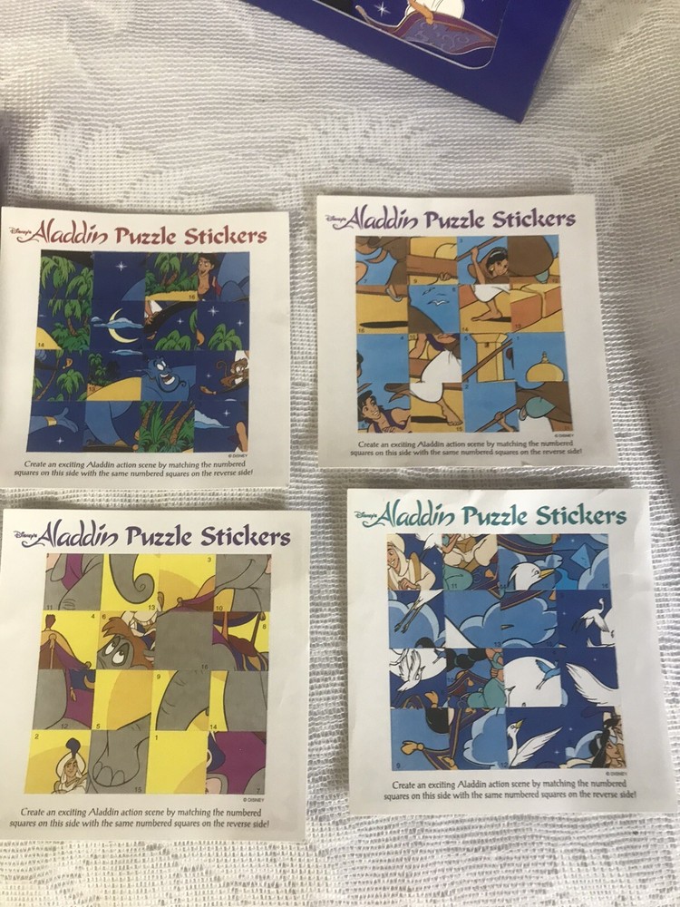 Disney's Aladdin Stickers OPENED- two sticker sheets missing