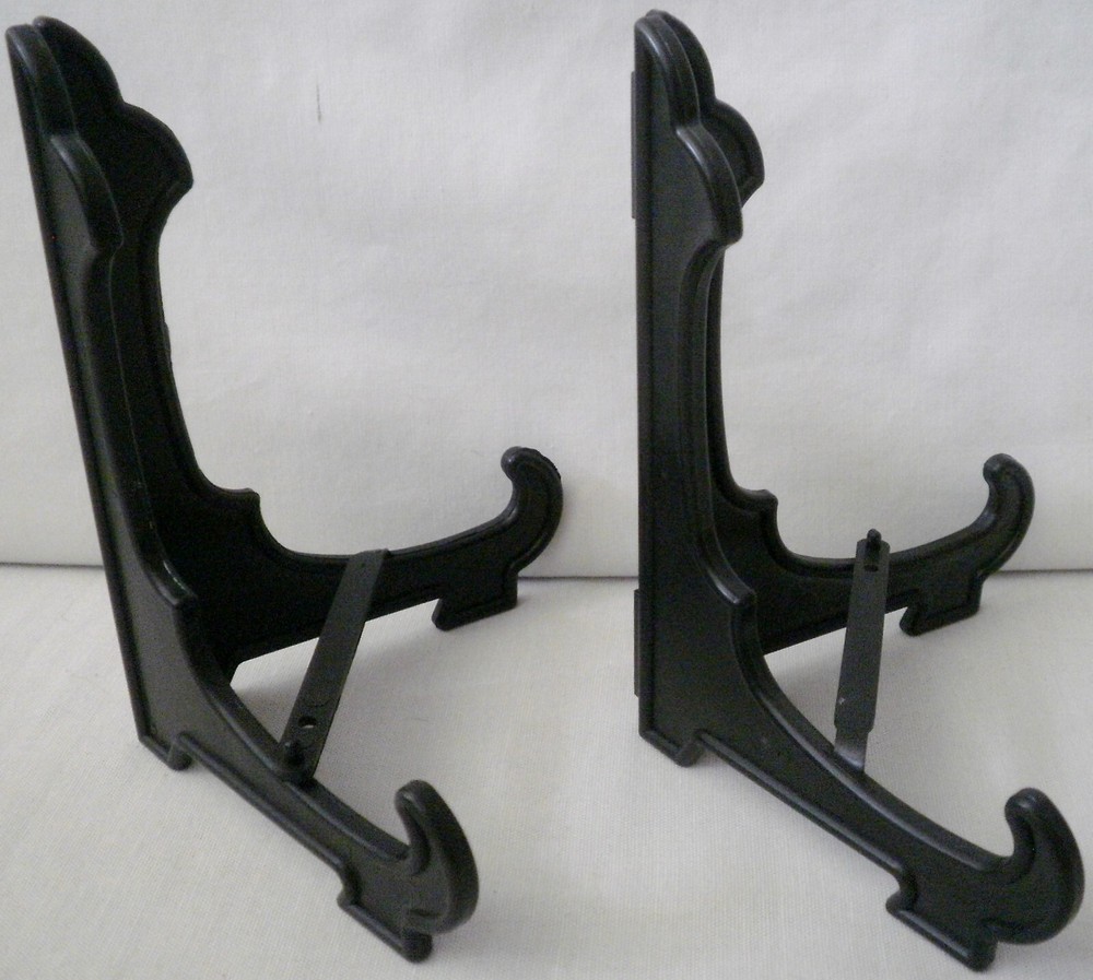 2 - 5” Black Plastic Folding Display Picture Plate Dish Easel Stand