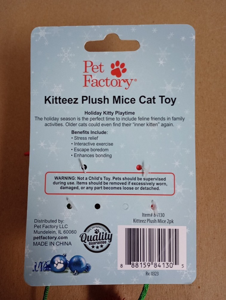 Happy Howlidays Kitteez Plush Mice Stress Relief Interactive Exercise Pet Factor
