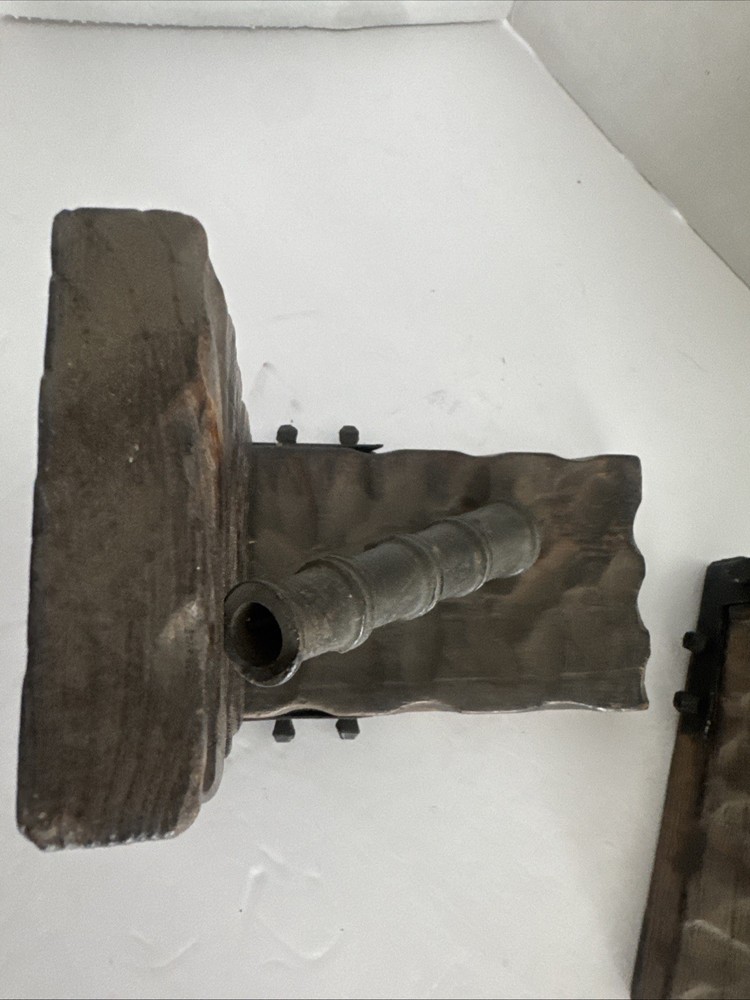 Wood Cannon Bookends Rustic Library Decor