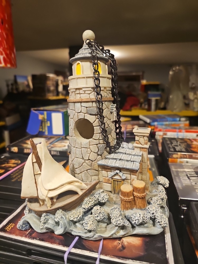 Graystone Lighthouse Sailboat And Waves With Hanging Chain