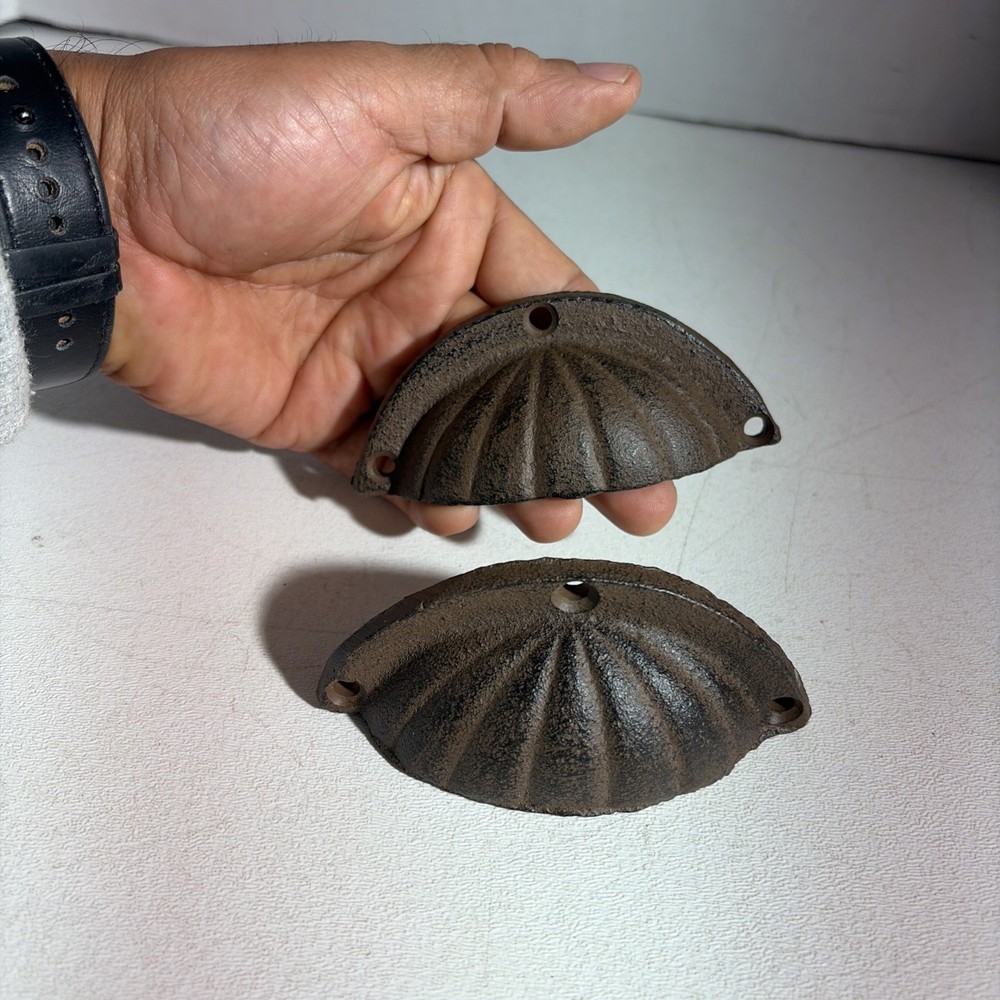 Pair Of Cast Iron Shell Drawer Pulls Handles