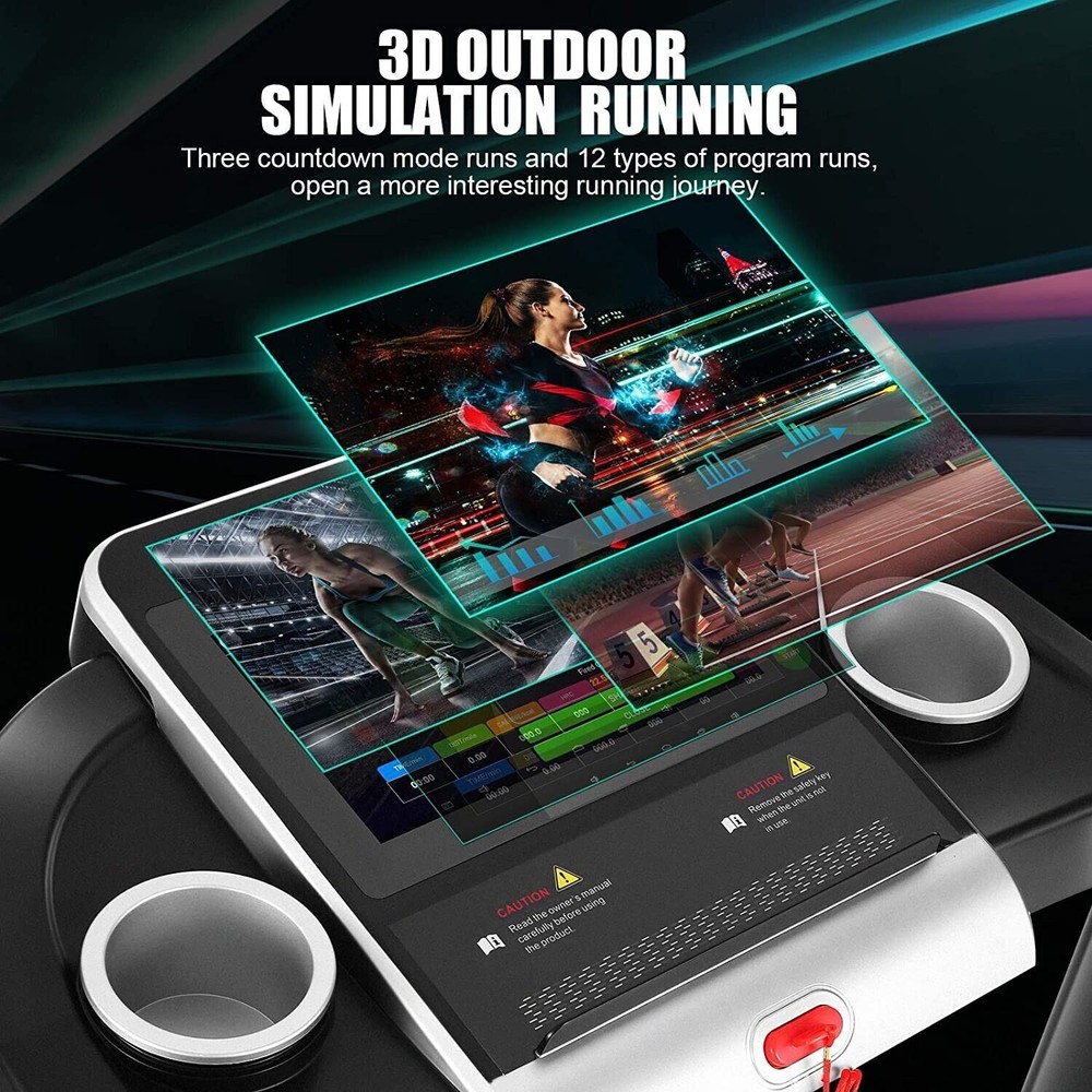 3.25HP Folding Treadmill Running Machine W/10” Touchscreen APP Control Speaker🏃