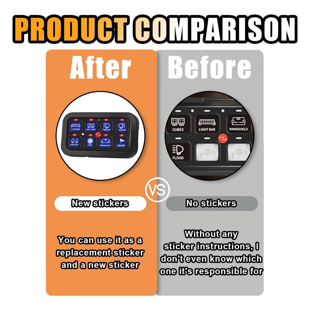 120PCS Auto Switch Panel Labels Decal Kit for Car Dashboard Boat RV